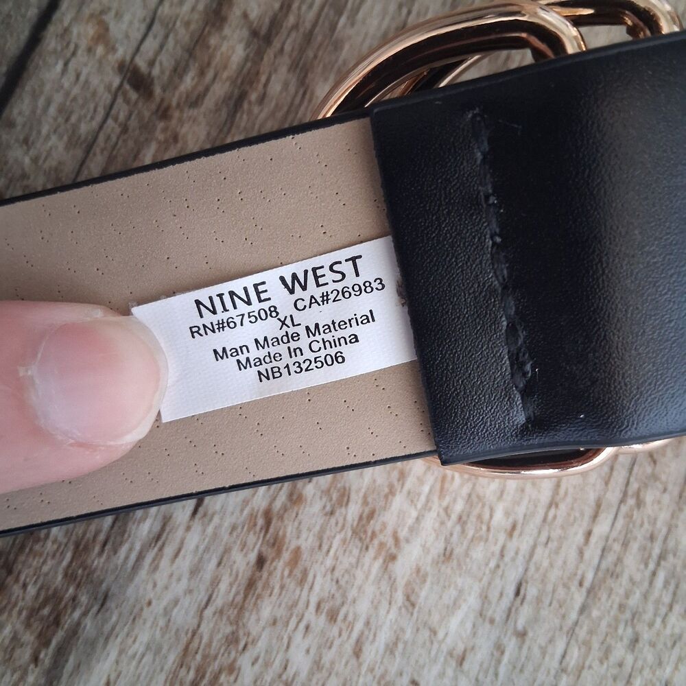 Nine West Triple D-Ring Keeper Belt Black Gold Size XL - Picture 8 of 8